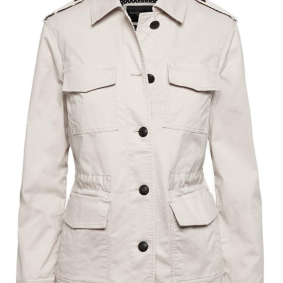 Banana Republic Twill Utility Military Jacket in Stone Gray color - Size Medium - Picture 2 of 4